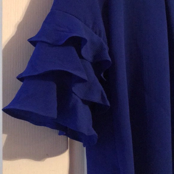 NWO Blue Ruffle Shoulder Blouse - Picture 2 of 6